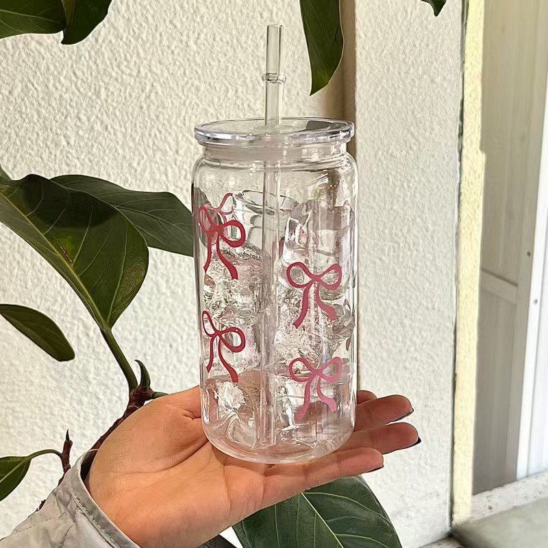 Coffee Tea Jars - Uroczy Różowy Kubek Plastikowy z Kokardką,