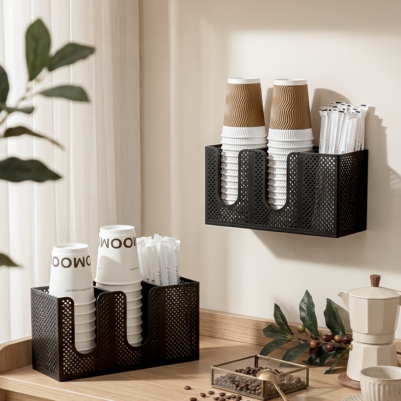 Coffee Tea Paper Cups - Stojak siatkowy do przechowywania w kuchni,