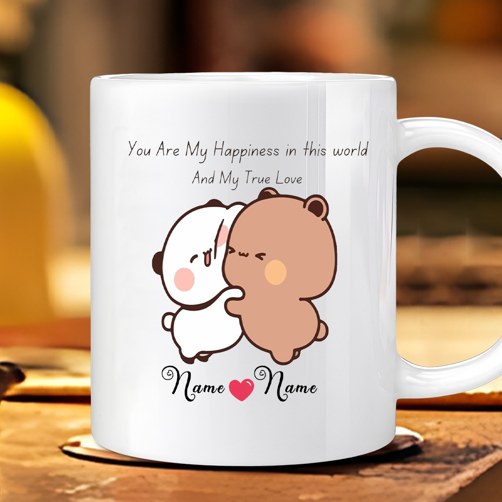 Coffee Tea Or - Spersonalizowany Romantyczny Kubek dla Pary, Personalizowany