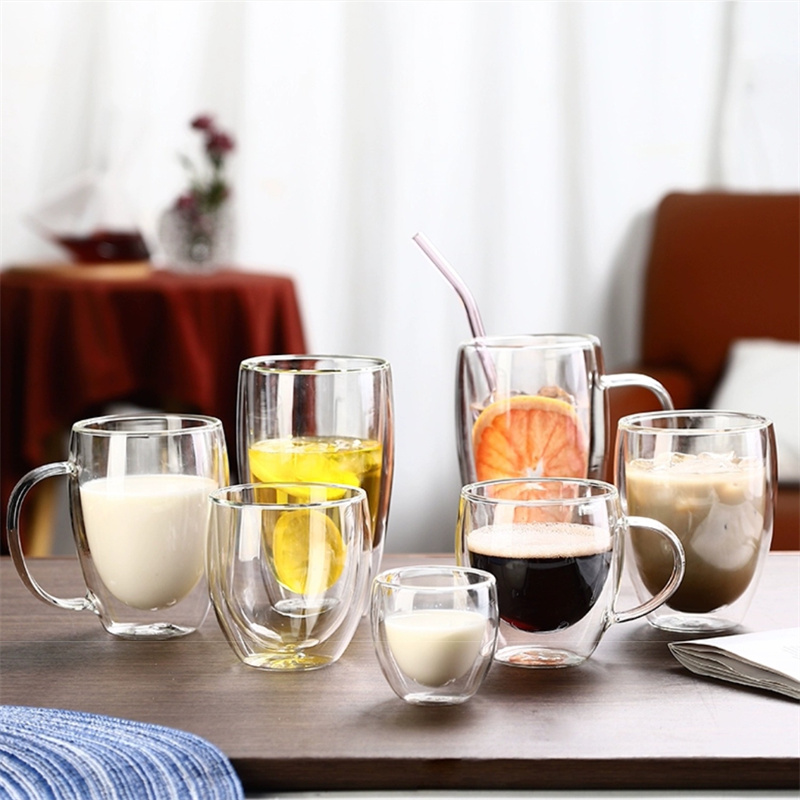 Lemon Tea Coffee - Przezroczysta podwójna ściana szklany kubek z
