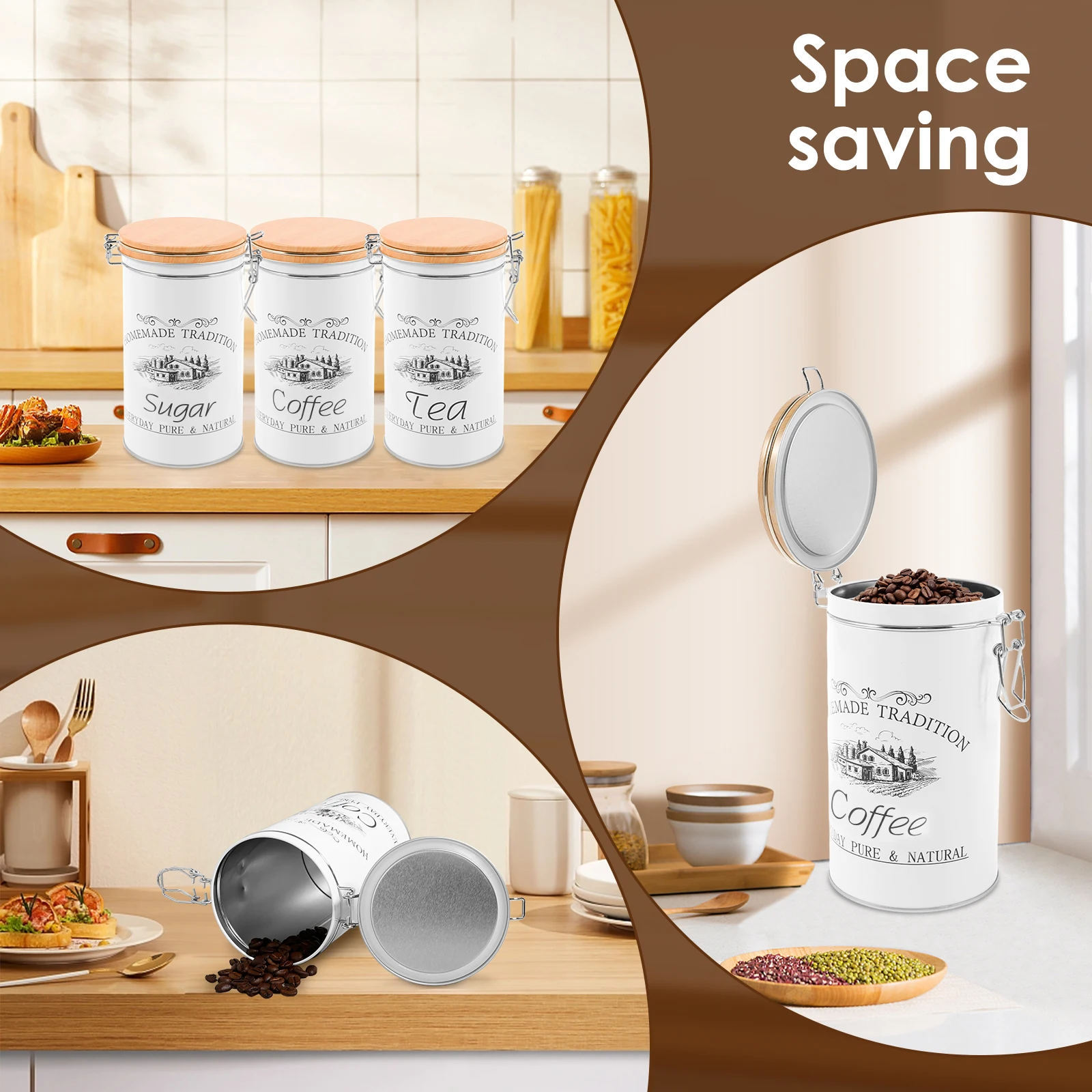 3 szt./zestaw Pojemniki na her – Coffee Tea And Sugar Canister Set recenzja i cena