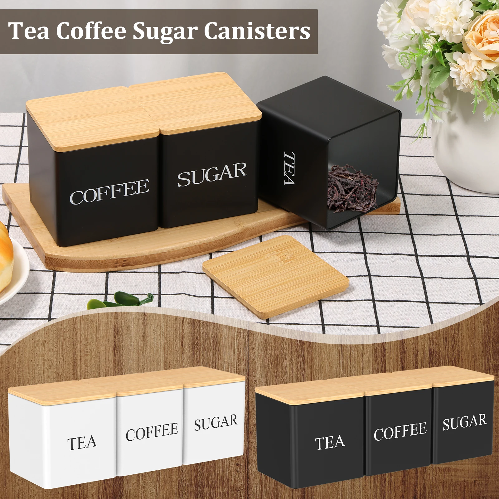 Zestaw 3 szt. pojemników na he – Coffee Tea And Sugar Canister Set recenzja i cena